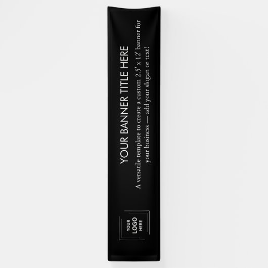 会社のロゴ | 黒モダン12'ビジネスバナー 横断幕 (縦)