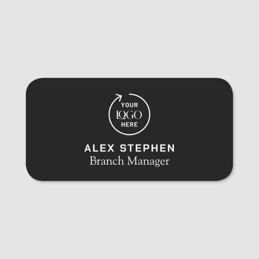 会社のロゴ |黒人社員モダンスタッフ 名札 (正面)