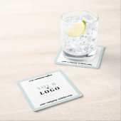 会社のロゴWebサイトとタグラインの色(任意) スクエアペーパーコースター (インサイチュ)