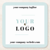 会社のロゴWebサイトとタグラインの色(任意) スクエアペーパーコースター (正面)