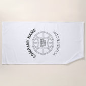 会社のロパーソナライズされたゴくもの巣のアドレス ビーチタオル (正面)