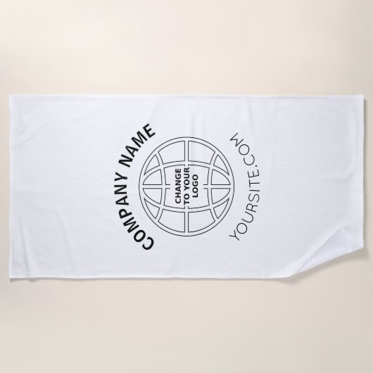会社のロパーソナライズされたゴくもの巣のアドレス ビーチタオル (正面)