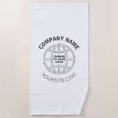 会社のロパーソナライズされたゴくもの巣のアドレス ビーチタオル (正面)