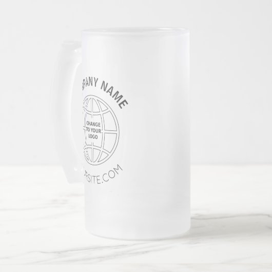 会社のロパーソナライズされたゴくもの巣のアドレス フロストグラスビールジョッキ (正面左)