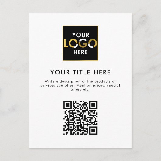 会社の企業のロゴQRコードと文字 ポストカード (正面)