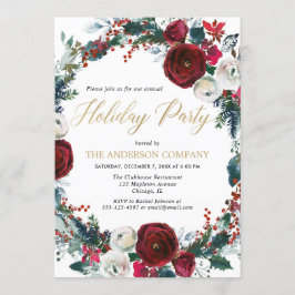 会社の休日パーティーの激しいエレガント金ゴールド 招待状