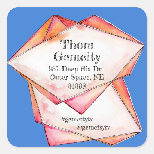 会社の個人情報のためのCrystal Gemフレーム スクエアシール (正面)