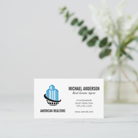 会社の建物ロゴ 名刺 (スタンド正面)