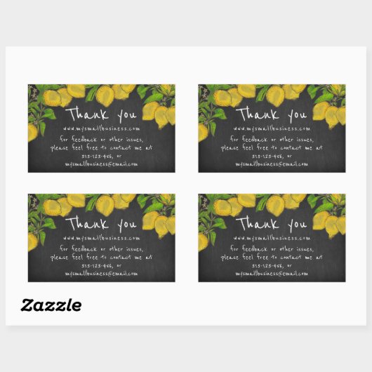 会社の情報感謝していを黒板レモン 長方形シール (シート)