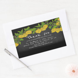 会社の情報感謝していを黒板レモン 長方形シール