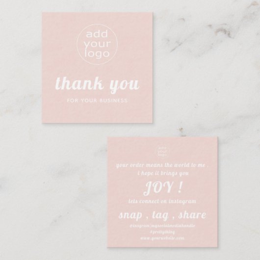 会社の感謝してい挿入カードのロゴ スクエア名刺 (正面/裏面)