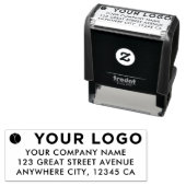 会社の横線のロゴのアドレスモダン セルフインキングスタンプ (インサイチュ)