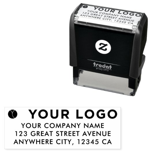 会社の横線のロゴのアドレスモダン セルフインキングスタンプ (インサイチュ)