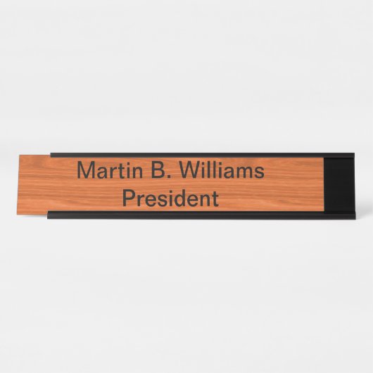 会社の職員の木製の一見 デスクネームプレート (正面)