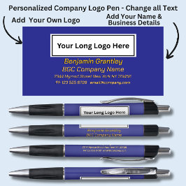 会社の詳細、金ゴールド/オレンジ色の文字王室のオン・ブルー、 ボールペン
