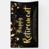 会社の退職パーティー ブラックとゴールドの星 横断幕 (縦)