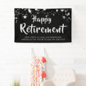 会社の退職パーティー ブラックとシルバーの星 横断幕 (インサイチュ)