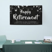 会社の退職パーティー ブラックとシルバーの星 横断幕 (トレードショー)