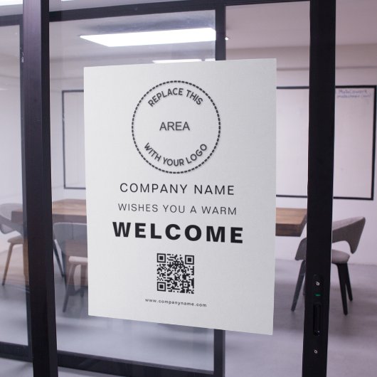 会社へようこそロゴQRコードホワイト ポスター