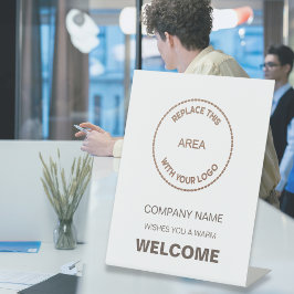 会社へようこそ、またはロゴのイベント 台座サイン