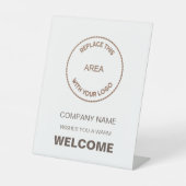 会社へようこそ、またはロゴのイベント 台座サイン (正面)