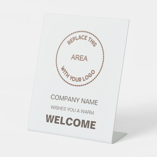 会社へようこそ、またはロゴのイベント 台座サイン (正面)