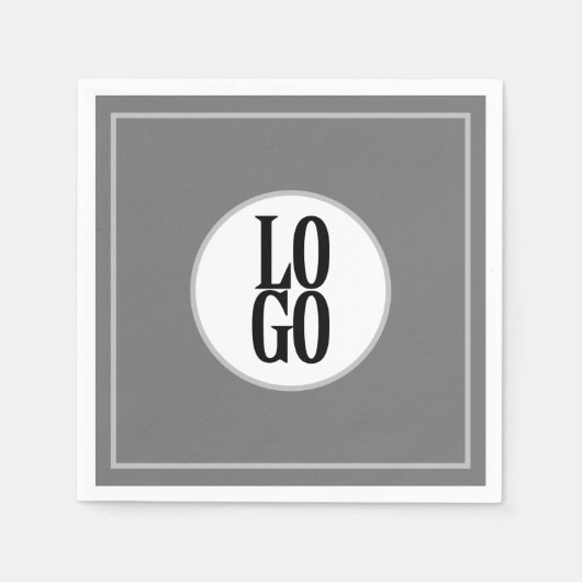 会社またはビジネスのロゴ（灰色の円の枠） スタンダードカクテルナプキン (正面)