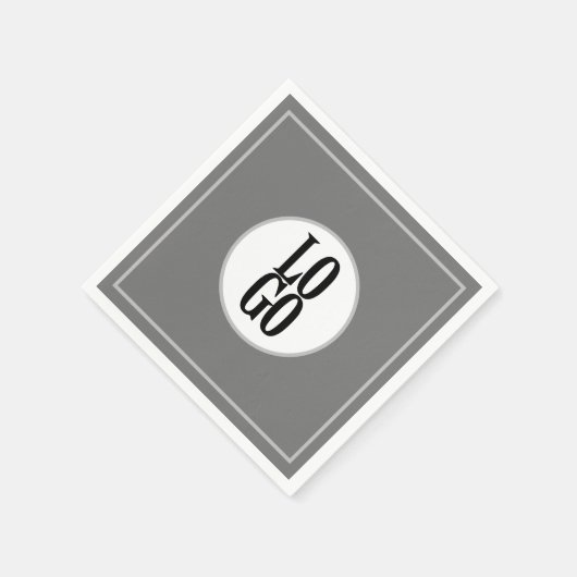 会社またはビジネスのロゴ(灰色の円の枠) スタンダードカクテルナプキン (角)