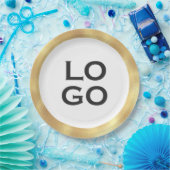 会社またはビジネスカスタムのロゴと金ゴールド枠 ペーパープレート (パーティー)