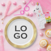 会社またはビジネスカスタムのロゴと金ゴールド枠 ペーパープレート (パーティー)