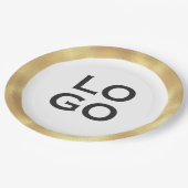 会社またはビジネスカスタムのロゴと金ゴールド枠 ペーパープレート (アングル)