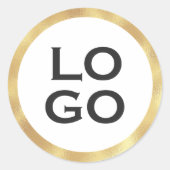 会社またはビジネスカスタムのロゴと金ゴールド枠 ラウンドシール (正面)