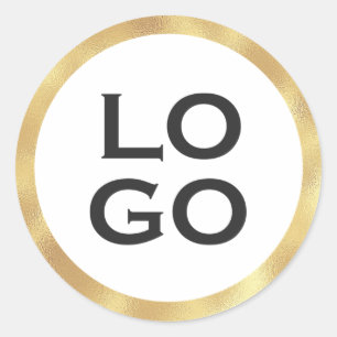 会社またはビジネスカスタムのロゴと金ゴールド枠 ラウンドシール