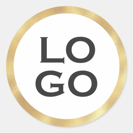 会社またはビジネスカスタムのロゴと金ゴールド枠 ラウンドシール (正面)