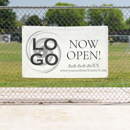 会社またはビジネスカスタムのロゴを今すぐ開く署名 横断幕 (インサイチュ)