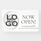 会社またはビジネスカスタムのロゴを今すぐ開く署名 横断幕 (横)