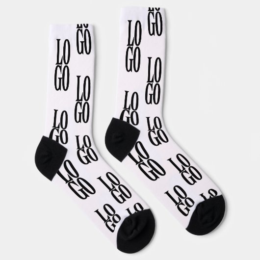 会社またはビジネスカスタムのロゴを白にタイル ソックス (右)