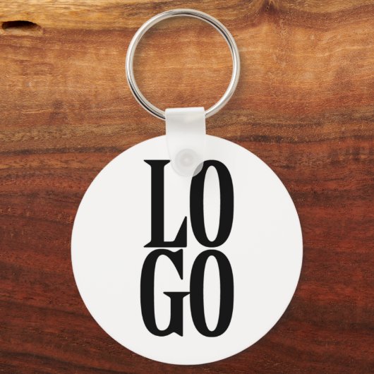 会社またはビジネスカスタムのロゴを白色で表示 キーホルダー (正面)