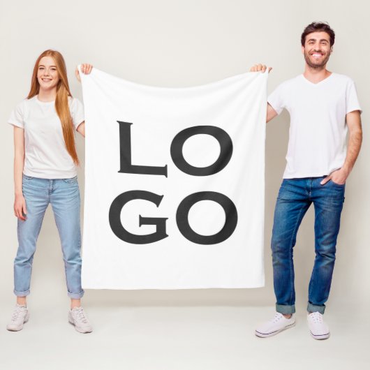 会社またはビジネスカスタムのロゴを白色で表示 フリースブランケット (インサイチュ)