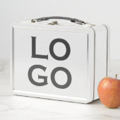 会社またはビジネスカスタムのロゴを白色で表示 メタルランチボックス (インサイチュ)