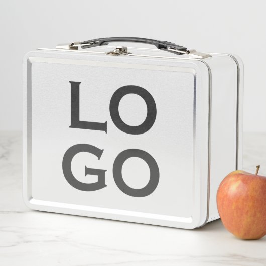 会社またはビジネスカスタムのロゴを白色で表示 メタルランチボックス (インサイチュ)