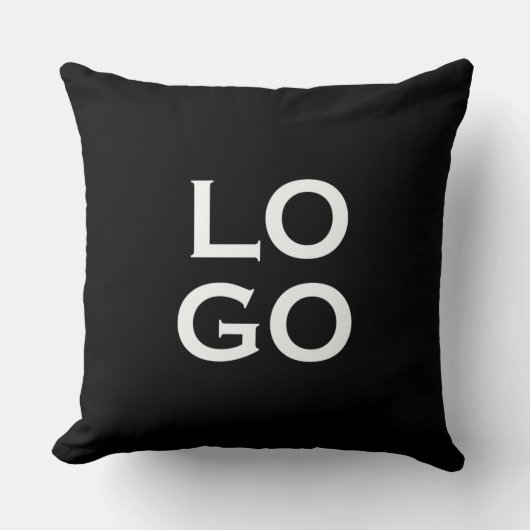 会社またはビジネスカスタムのロゴ(黒) クッション (正面)