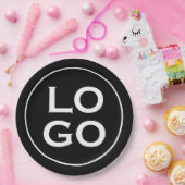 会社またはビジネスカスタムのロゴ（黒） ペーパープレート (パーティー)