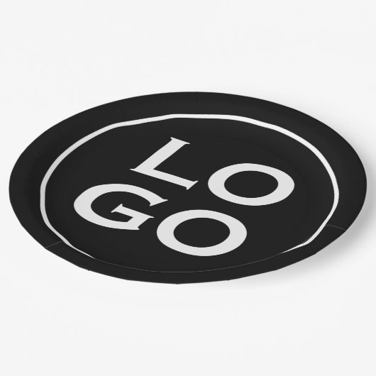 会社またはビジネスカスタムのロゴ（黒） ペーパープレート (アングル)