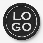 会社またはビジネスカスタムのロゴ（黒） ペーパープレート (正面)
