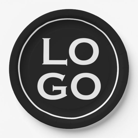 会社またはビジネスカスタムのロゴ（黒） ペーパープレート (正面)
