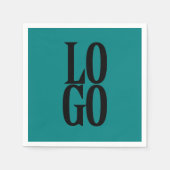 会社またはビジネスカスタムティール（緑がかった色）のロゴ スタンダードカクテルナプキン (正面)