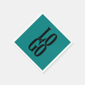 会社またはビジネスカスタムティール（緑がかった色）のロゴ スタンダードカクテルナプキン (角)