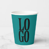 会社またはビジネスカスタムティール(緑がかった色)のロゴ 紙コップ (正面)