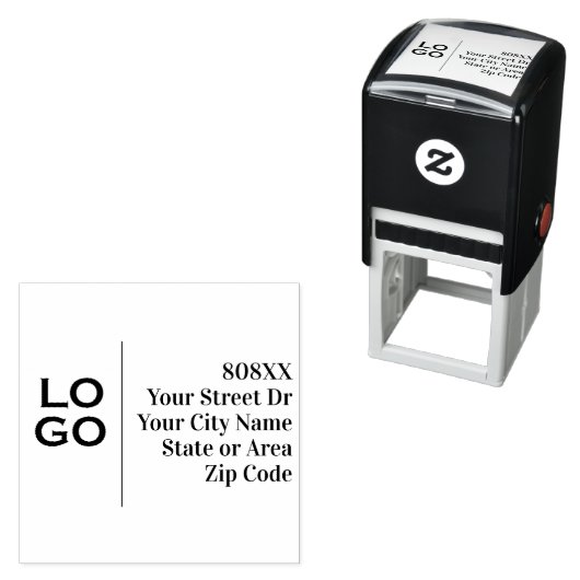 会社または会社のカスタムロゴと住所 セルフインキングスタンプ (インサイチュ)